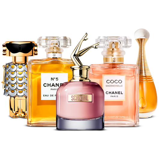 Set 5 Profumi – Fame, Chanel Nº5, Scandal, Coco Mademoiselle i J'adore [100 ml ciascuno]